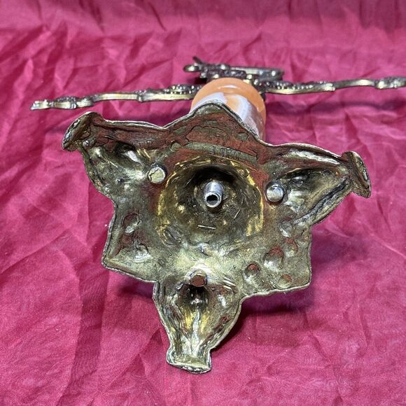 Antique 16” Italian Apothecary Scale Solid Brass w/Marble Torso & 3-Toed Base - Picture 9 of 12